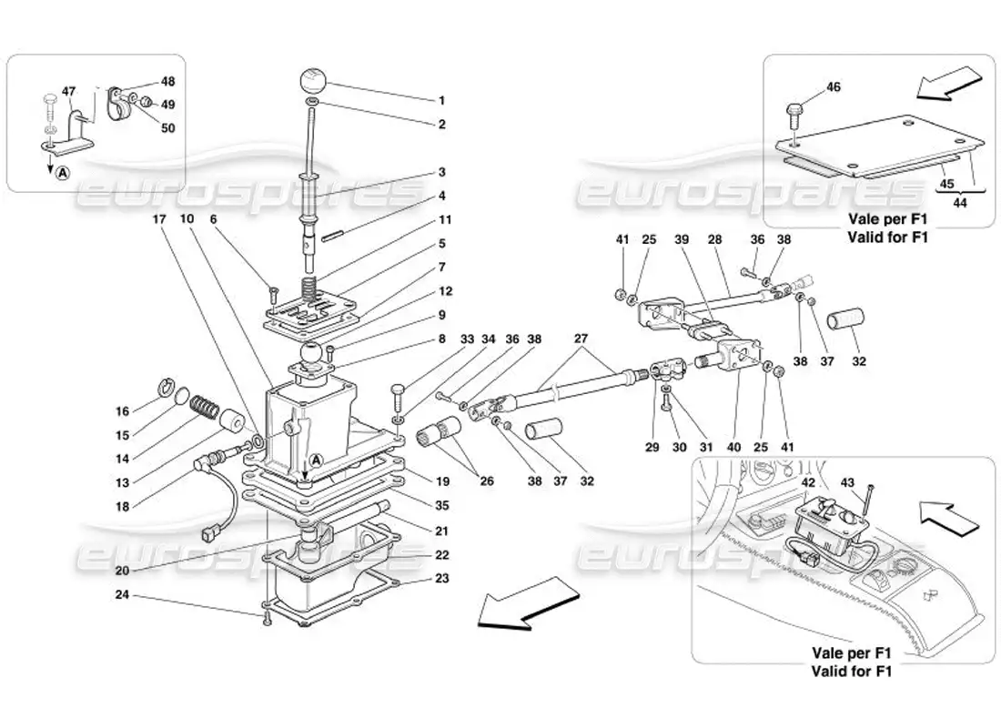 ferrari 575 superamerica controles exteriores de la caja de cambios diagrama de piezas