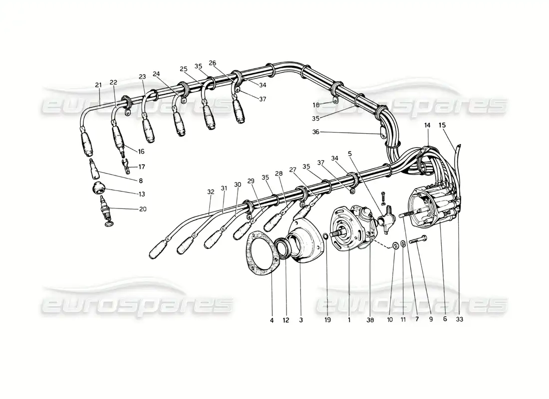 ferrari 512 bb encendido del motor diagrama de piezas