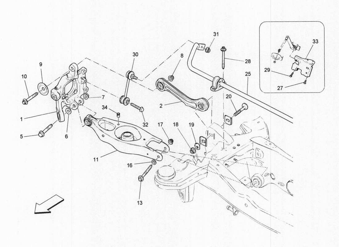 maserati qtp. v6 3.0 bt 410bhp 2wd 2017 diagrama de piezas de la suspensión trasera