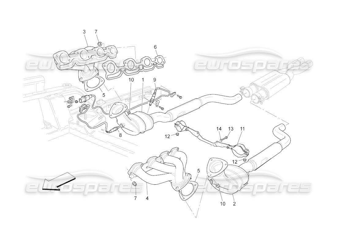 maserati qtp. (2011) 4.7 auto diagrama de piezas de convertidores precatalíticos y convertidores catalíticos