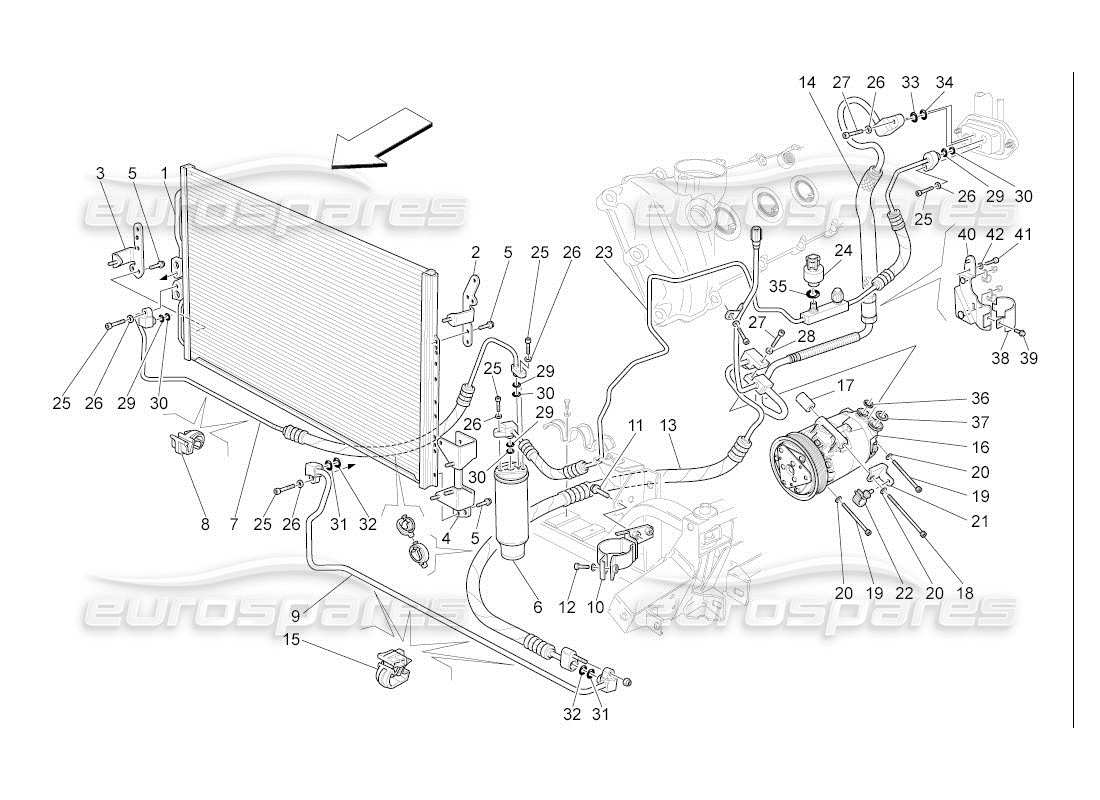maserati qtp. (2007) 4.2 auto unidad a c: diagrama de piezas de los dispositivos del compartimento del motor