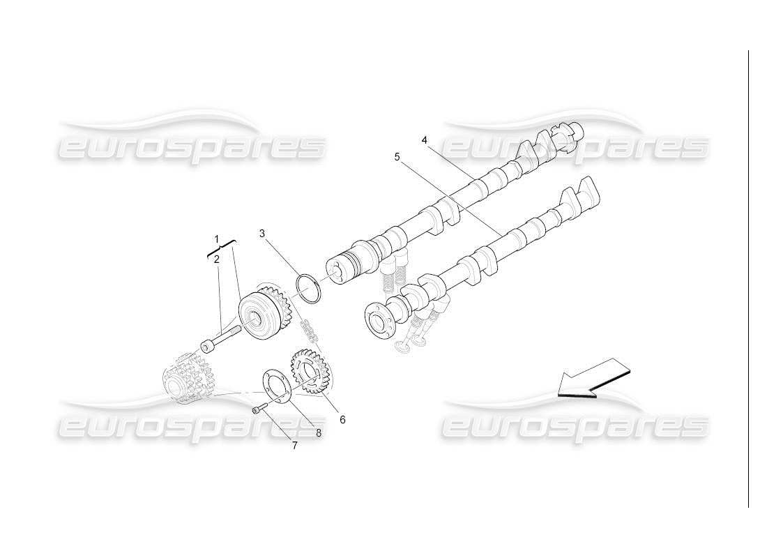 maserati qtp. (2007) 4.2 auto diagrama de piezas de los árboles de levas de la culata izquierda