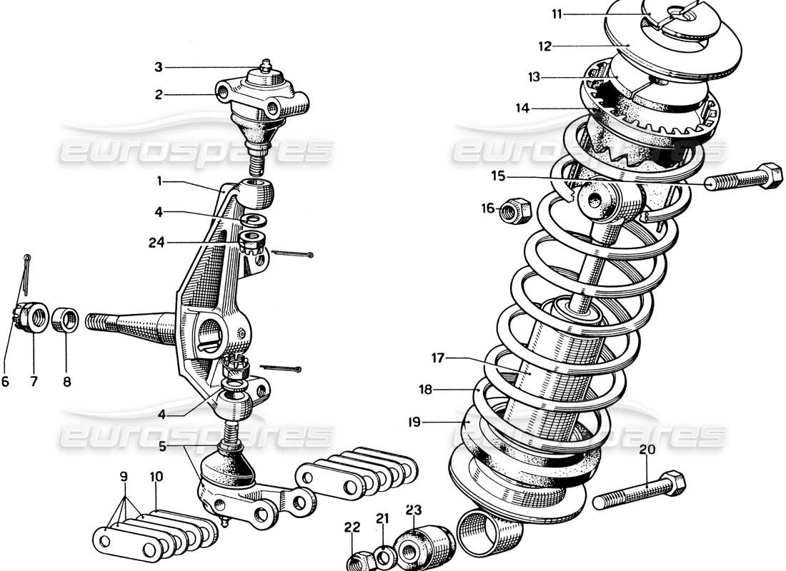 ferrari 330 gtc coupe suspensión delantera: pivotes de dirección diagrama de piezas
