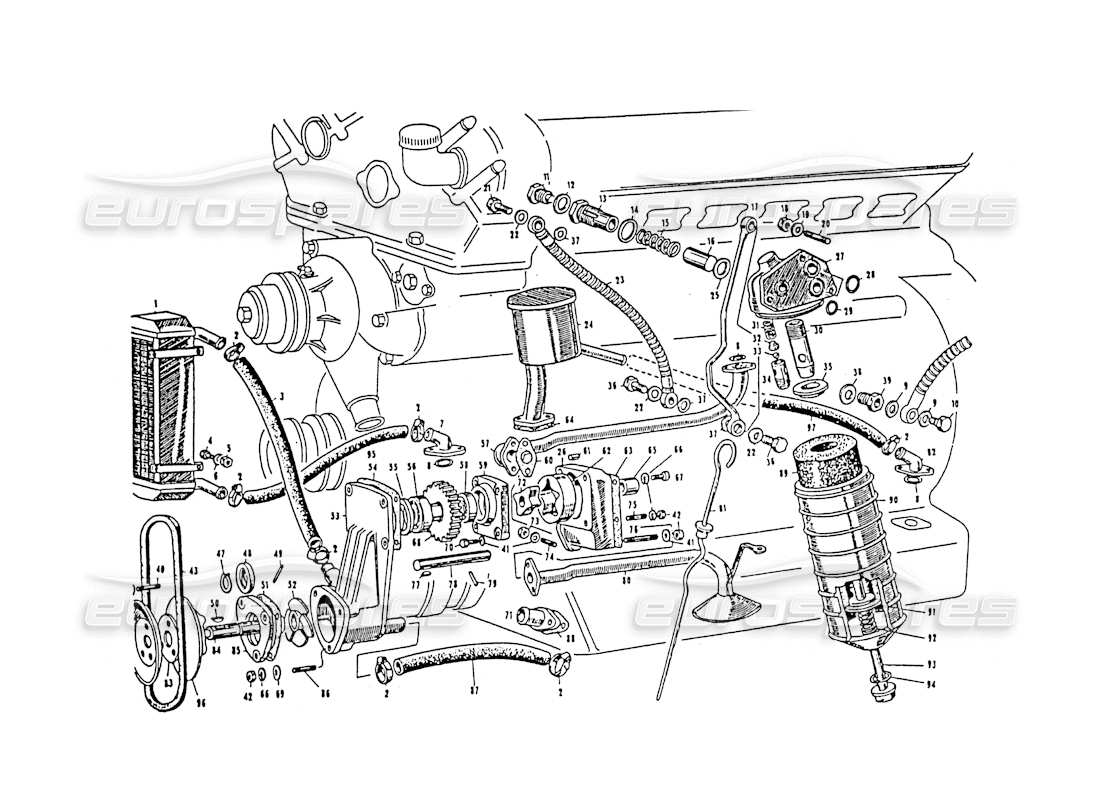 maserati 3500 gt lubricación del motor diagrama de piezas