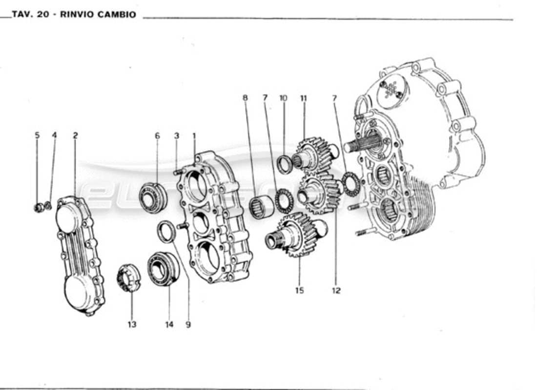 ferrari 246 gt series 1 transmisión de caja de cambios diagrama de piezas