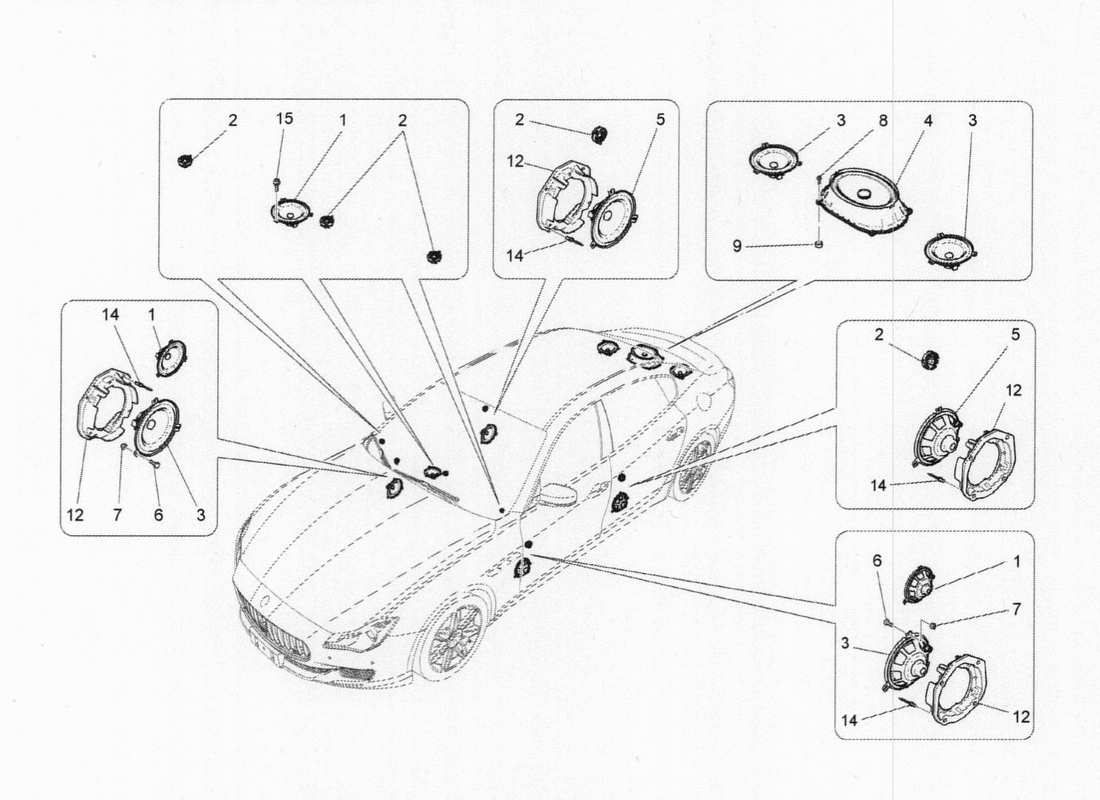 maserati qtp. v6 3.0 bt 410bhp 2015 diagrama de piezas del sistema de sonido
