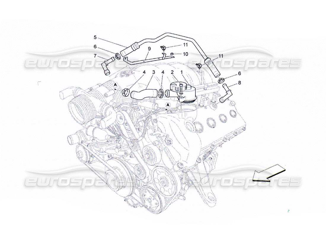 maserati qtp. (2010) 4.2 diagrama de piezas del sistema de recirculación de vapores de aceite