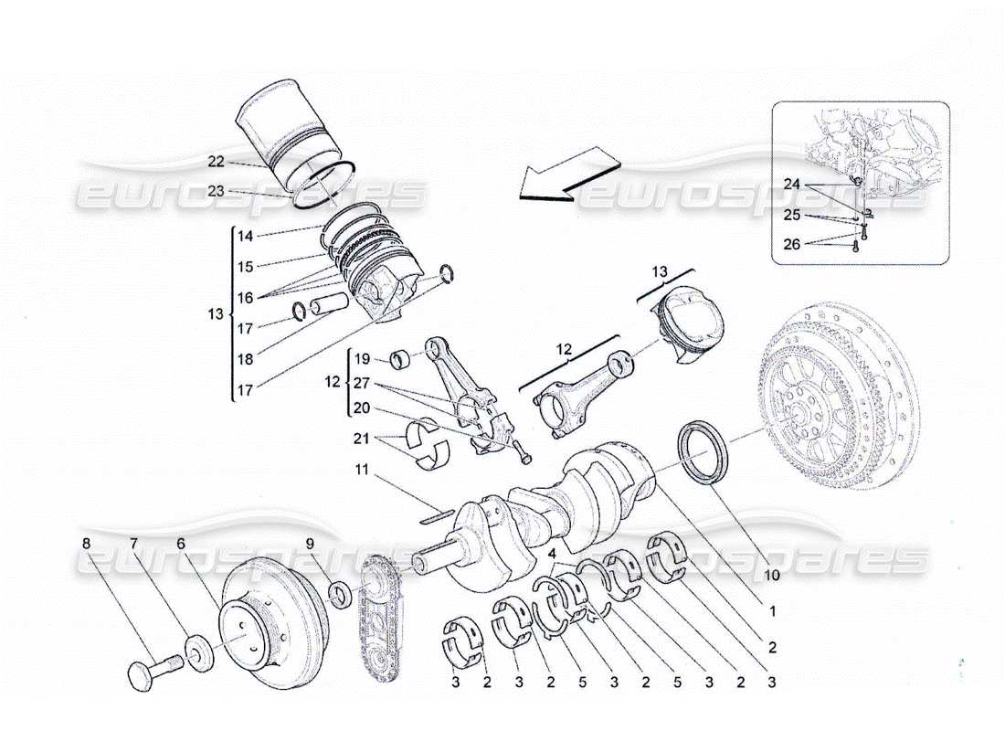 maserati qtp. (2010) 4.2 diagrama de piezas del mecanismo de manivela