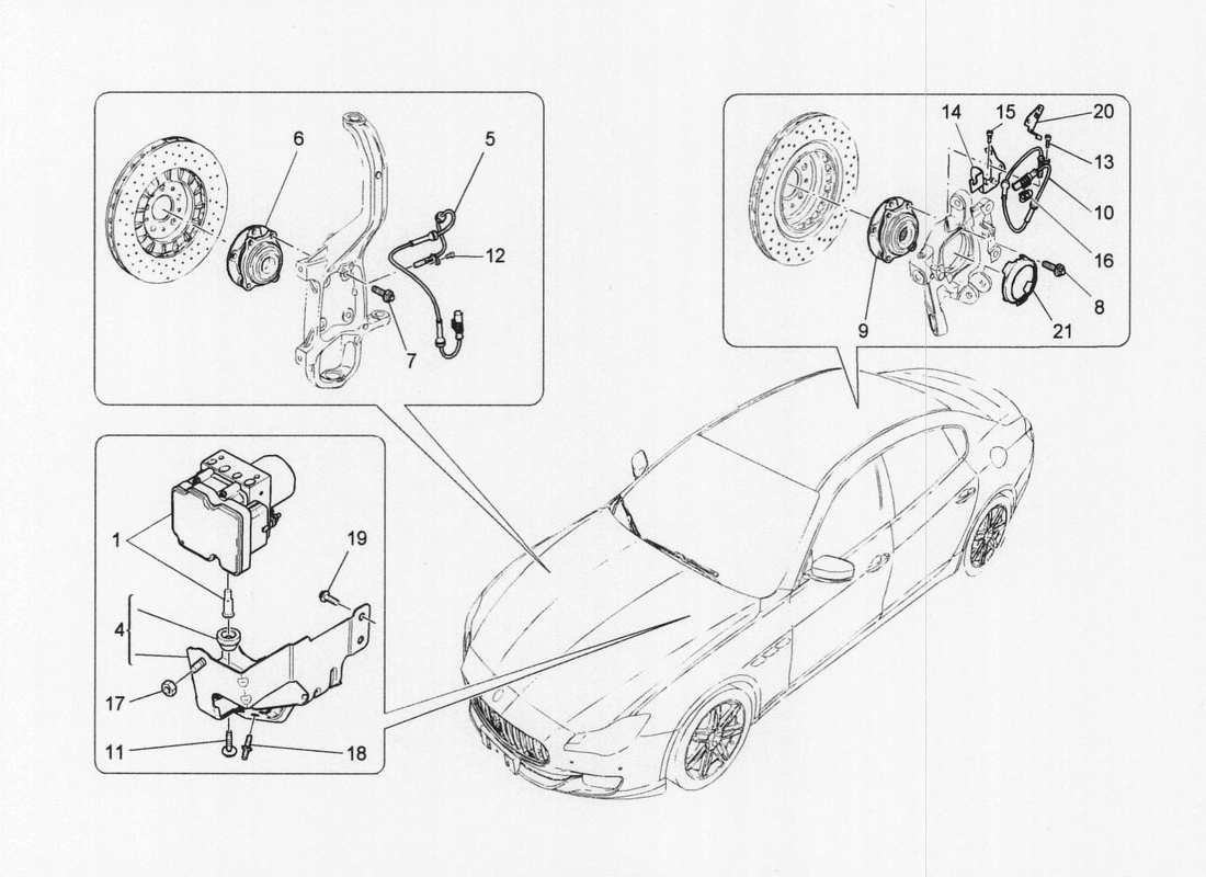 maserati qtp. v6 3.0 bt 410bhp 2wd 2017 diagrama de piezas de los sistemas de control de frenado
