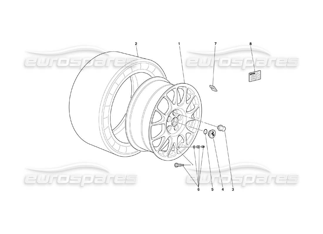 ferrari 360 challenge (2000) ruedas diagrama de piezas