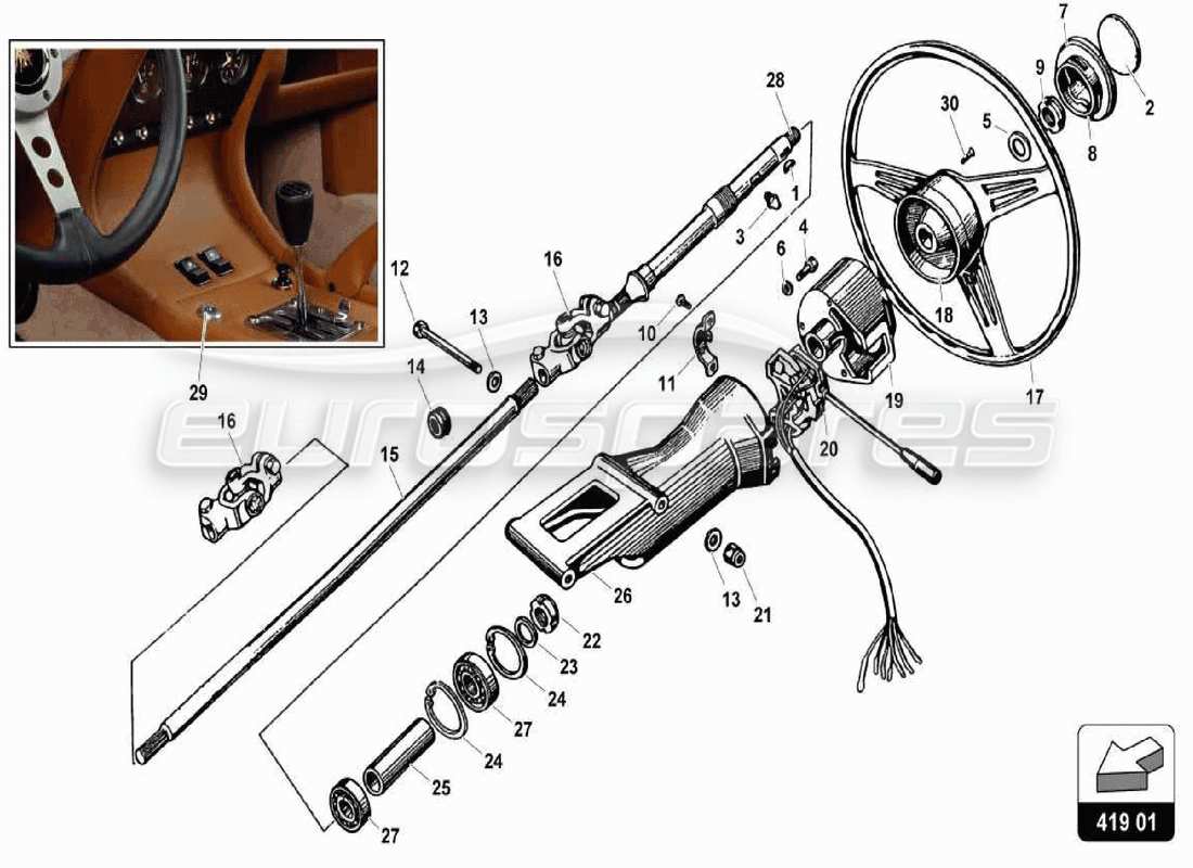 lamborghini miura p400s diagrama de piezas de dirección