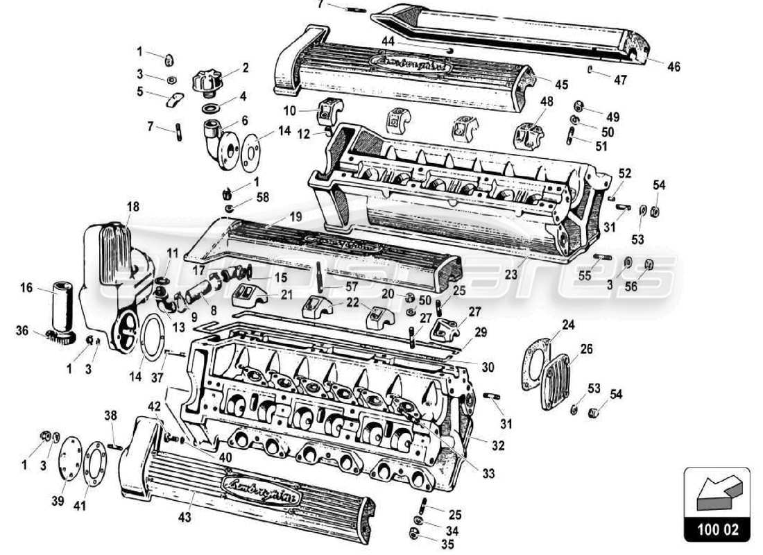 lamborghini miura p400s diagrama de piezas del motor
