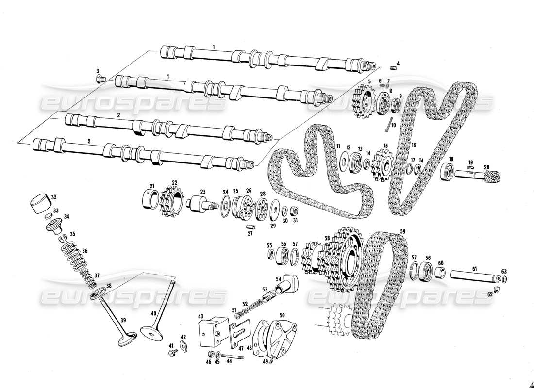 maserati qtp.v8 4.7 (s1 & s2) 1967 diagrama de piezas de sincronización