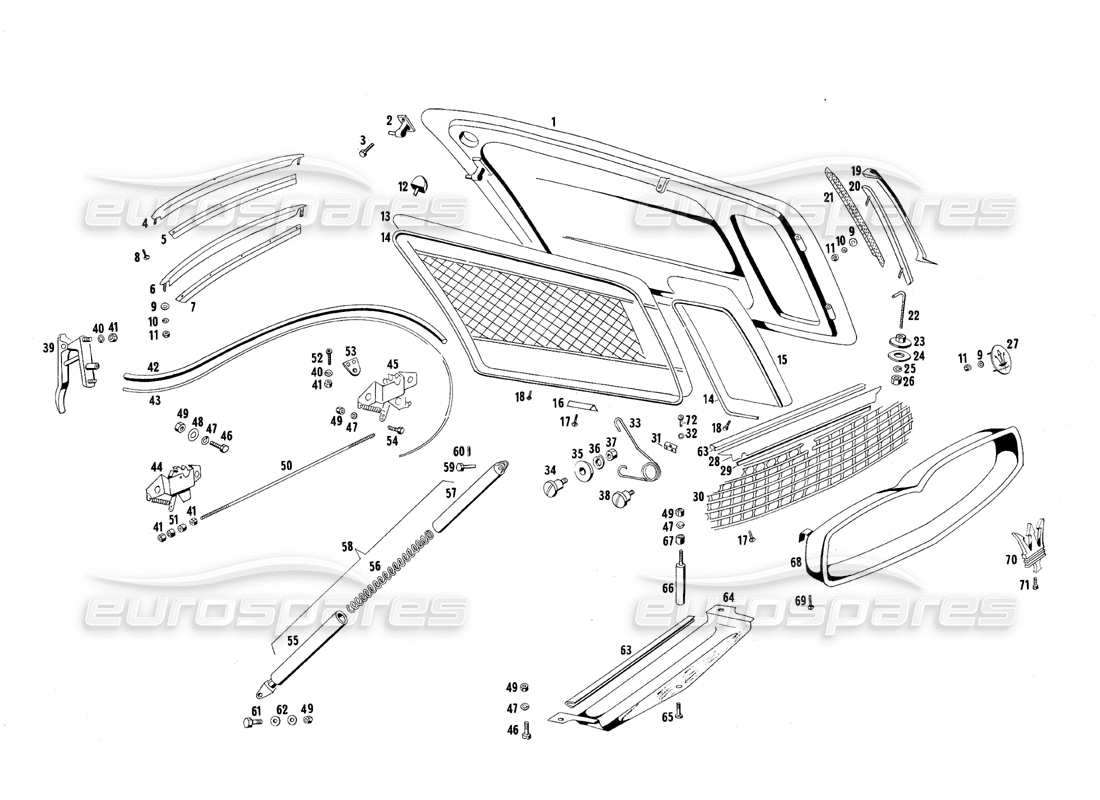 maserati qtp.v8 4.7 (s1 & s2) 1967 diagrama de piezas delanteras del coche
