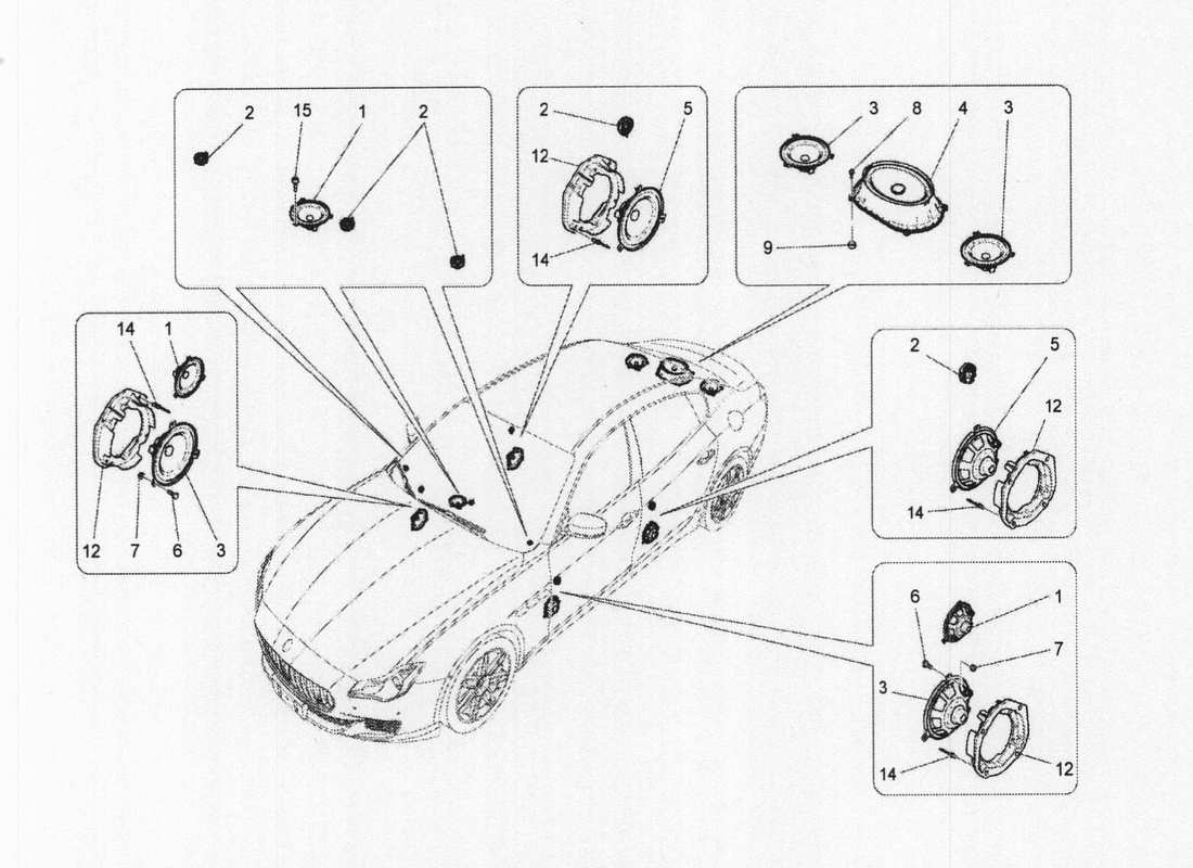 maserati qtp. v6 3.0 bt 410bhp 2wd 2017 diagrama de piezas del sistema de difusión de sonido