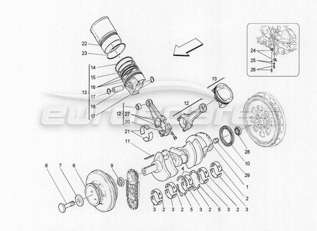 maserati granturismo special edition mecanismo de manivela diagrama de piezas