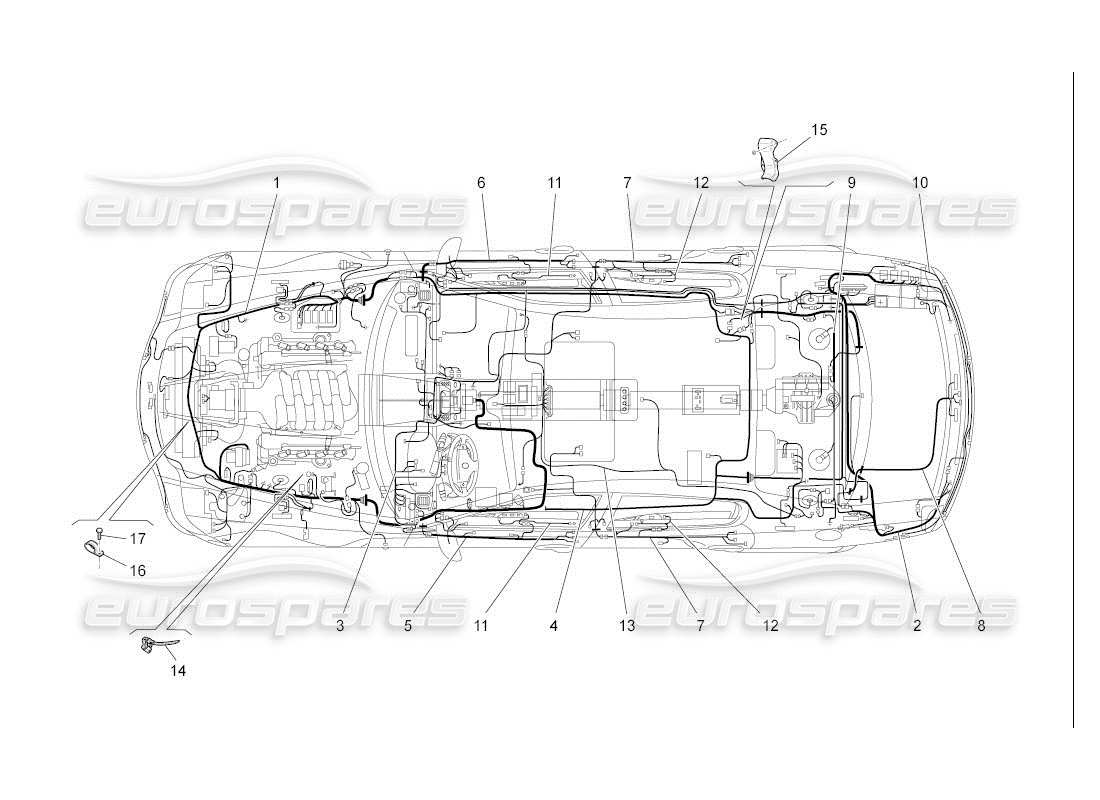 maserati qtp. (2007) 4.2 auto diagrama de piezas de cableado principal