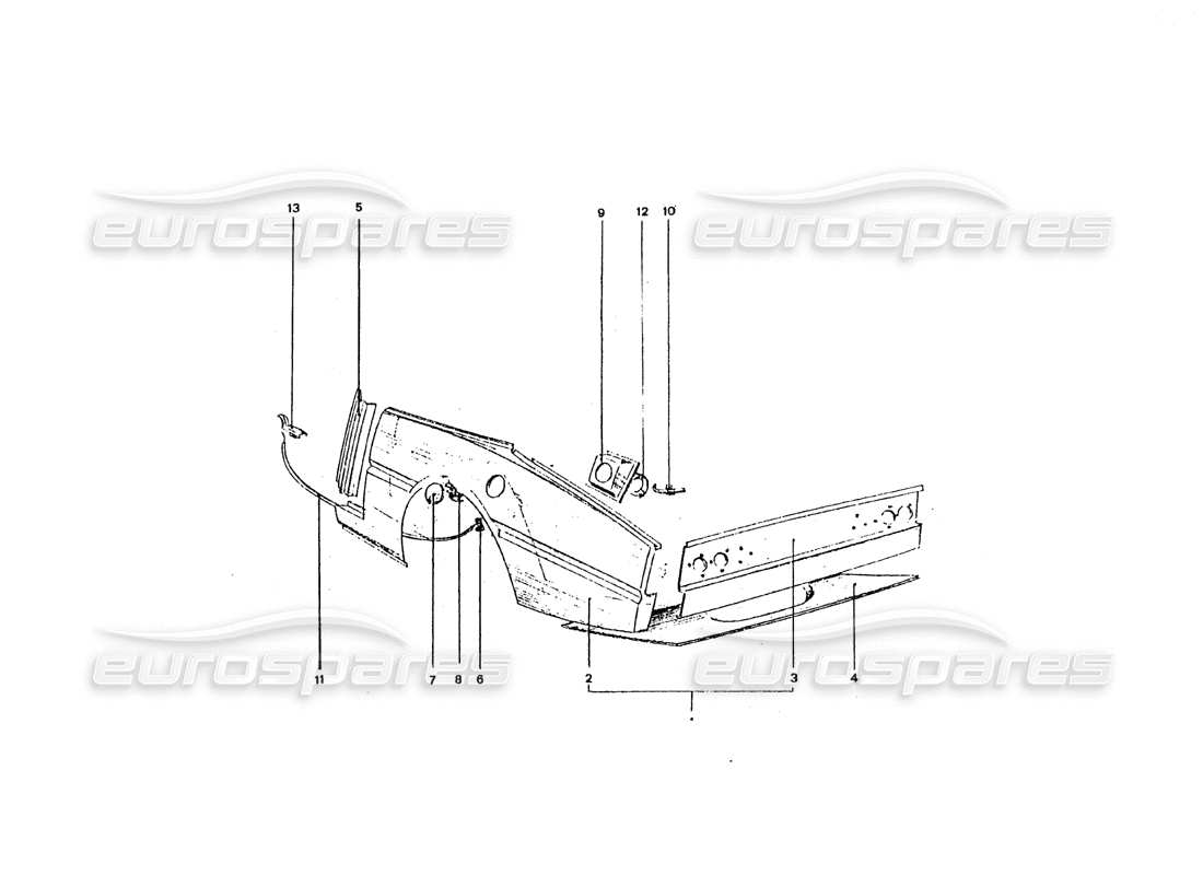 ferrari 365 gt4 2+2 coachwork diagrama de piezas de los paneles traseros