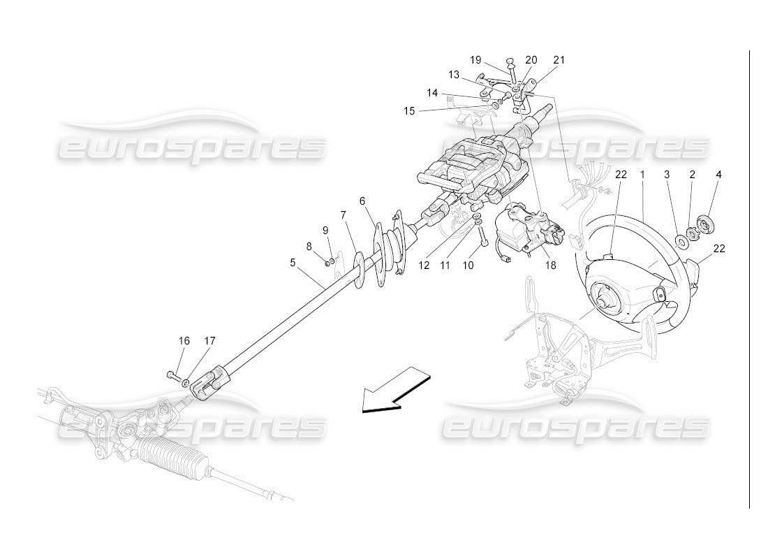 maserati qtp. (2007) 4.2 auto diagrama de piezas de la unidad de volante y columna de dirección