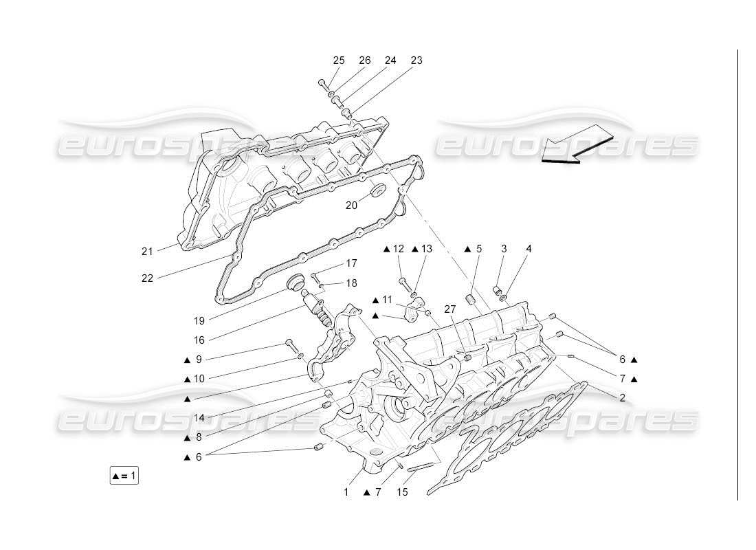 maserati qtp. (2007) 4.2 auto diagrama de piezas de la culata derecha