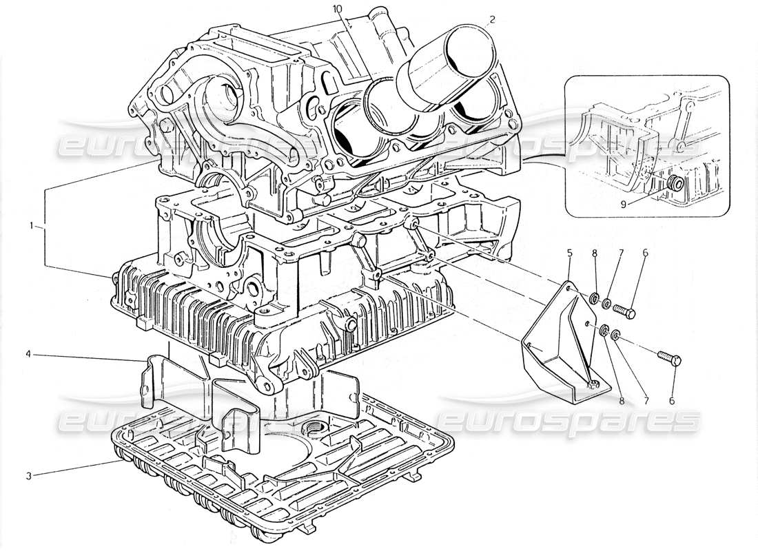 maserati 228 diagrama de piezas del bloque de cilindros y del cárter de aceite