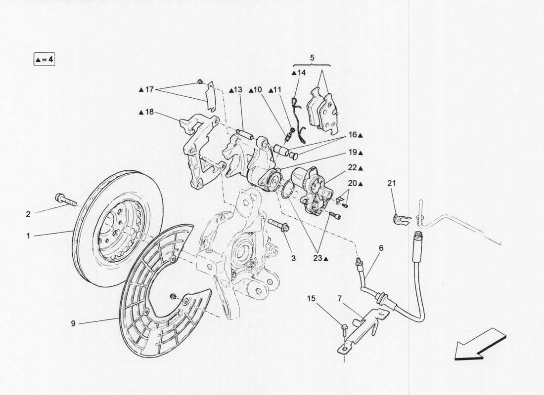 maserati qtp. v6 3.0 bt 410bhp 2wd 2017 diagrama de piezas de los dispositivos de frenado en las ruedas traseras