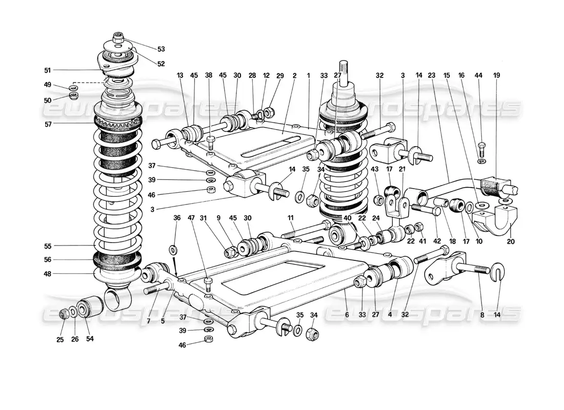 ferrari 412 (mechanical) suspensión trasera: palancas y amortiguadores diagrama de piezas