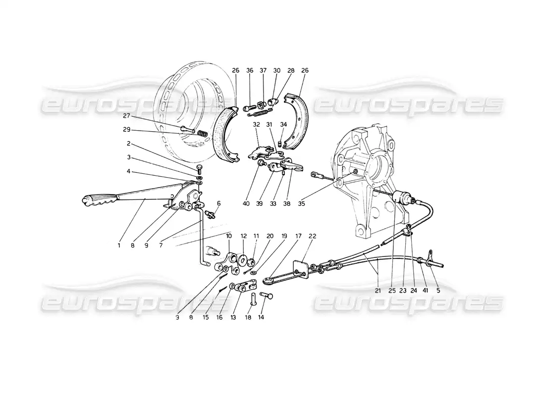 ferrari 512 bb control de freno manual diagrama de piezas