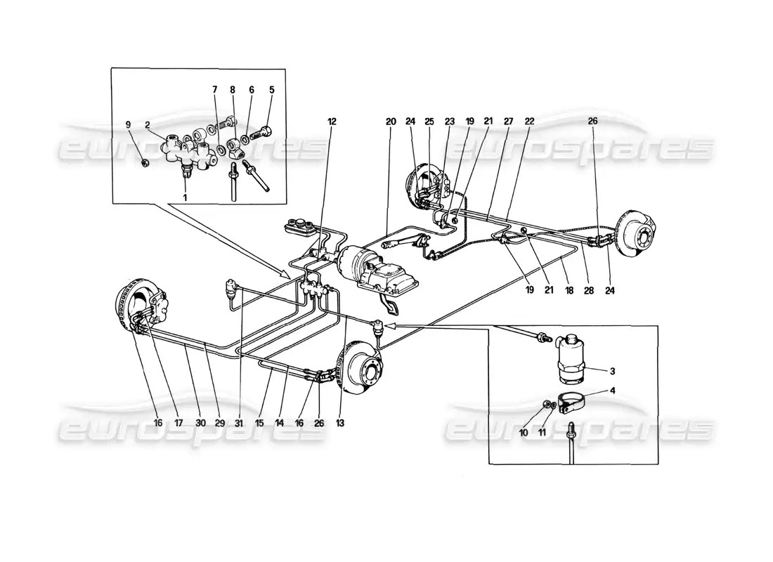 ferrari 512 bbi brake system diagrama de piezas