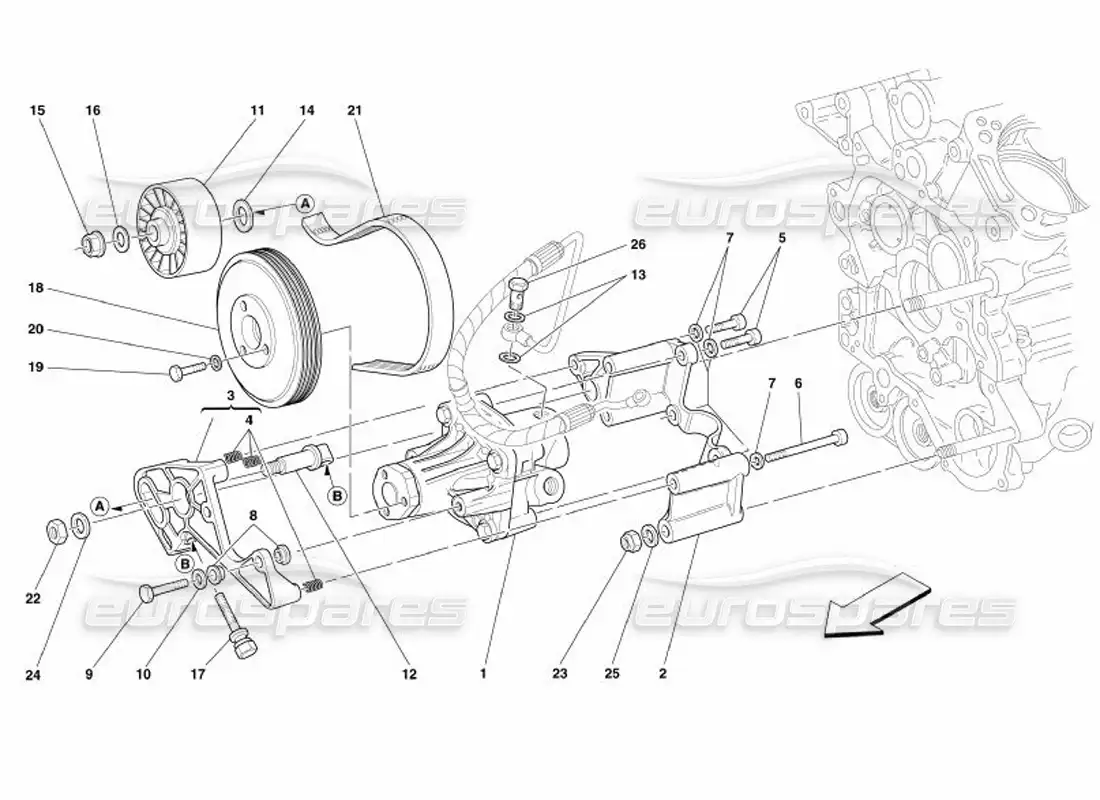 ferrari 575 superamerica bombas de dirección hidráulica diagrama de piezas