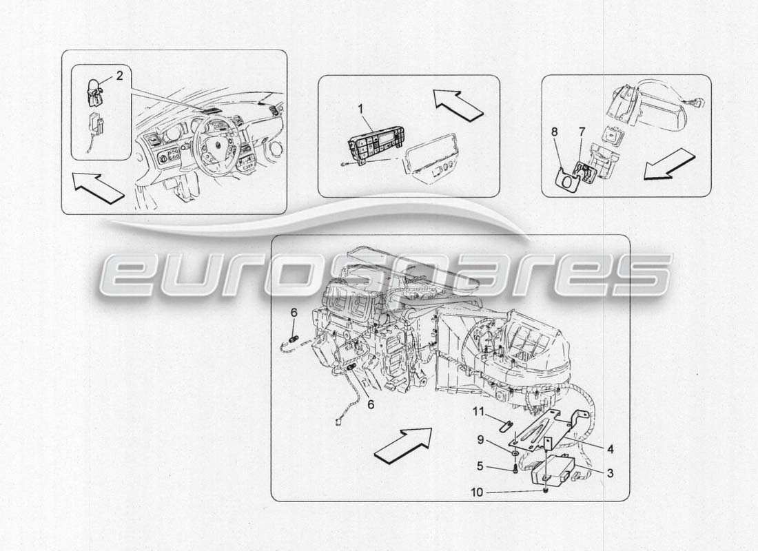 maserati grancabrio mc centenario aire acondicionado - gestión electrónica diagrama de piezas