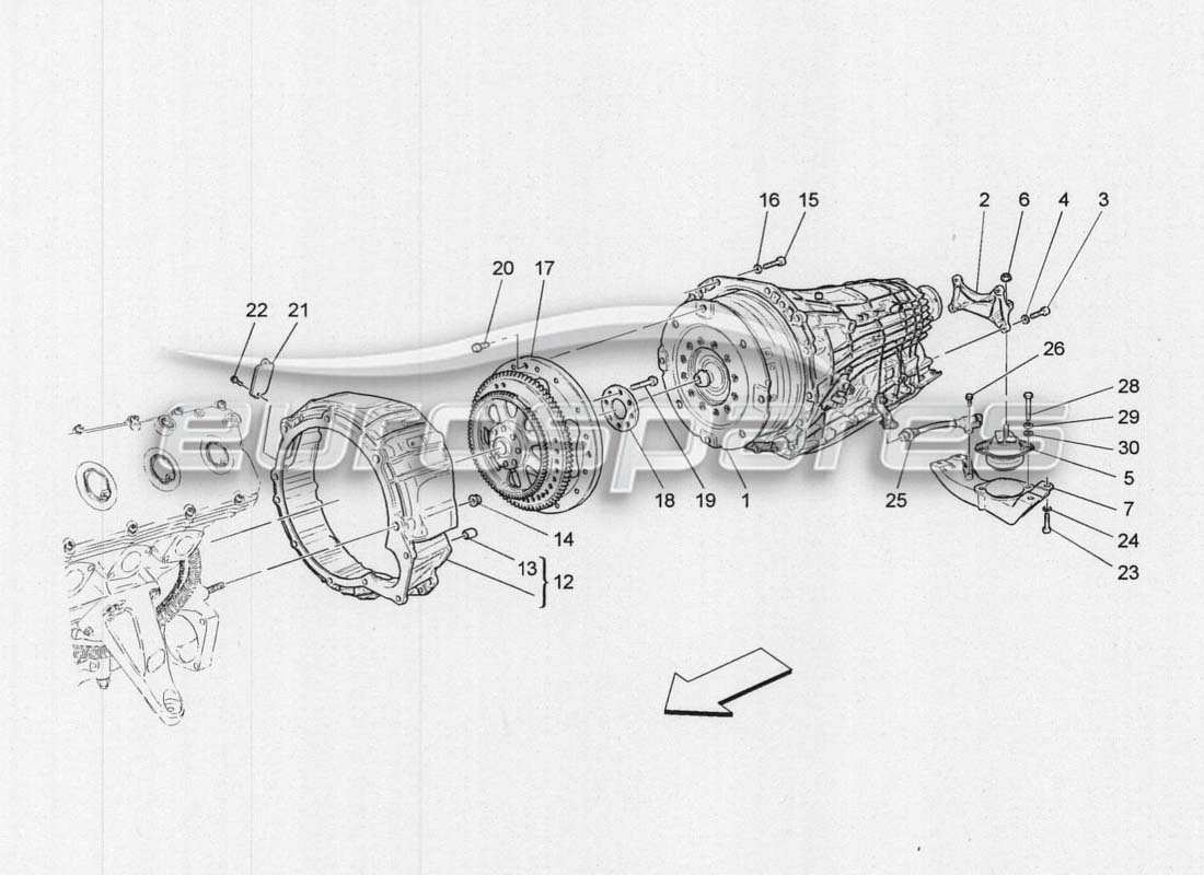 maserati grancabrio mc centenario diagrama de piezas de las carcasas de la caja de cambios
