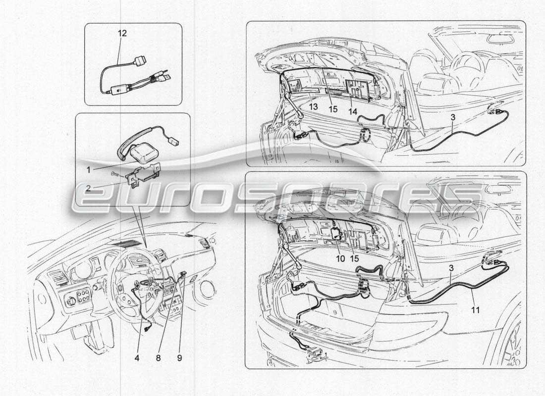 maserati grancabrio mc centenario diagrama de piezas del sistema de recepción y conexión