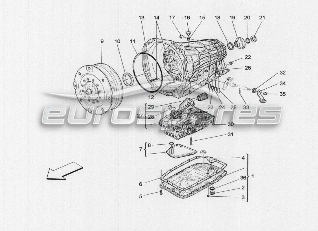 maserati grancabrio mc centenario diagrama de piezas de las carcasas de la caja de cambios