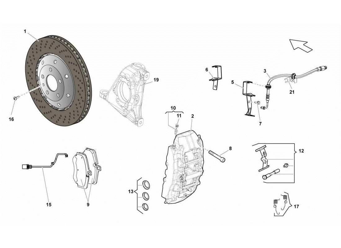lamborghini gallardo sts ii sc discos de freno delantero ccb diagrama de piezas