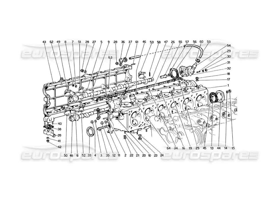 ferrari 365 gt4 berlinetta boxer culata (derecha) diagrama de piezas