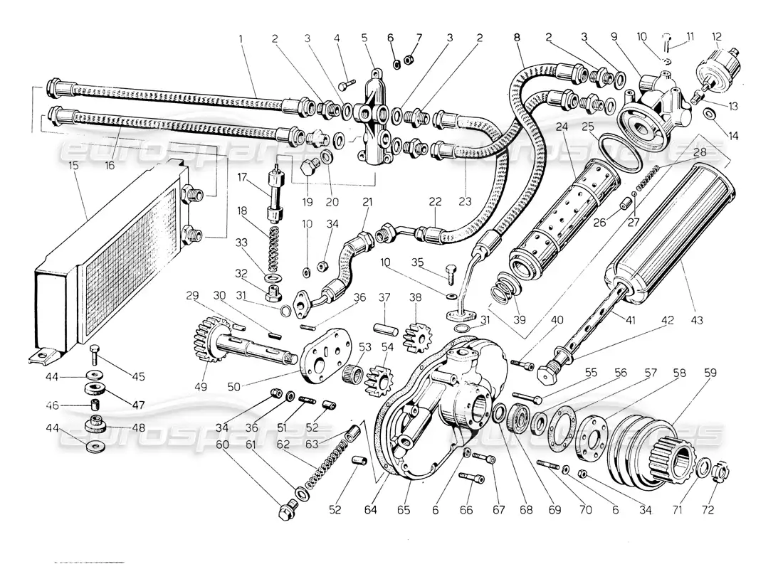 lamborghini countach lp400 bomba y sistema de aceite diagrama de piezas