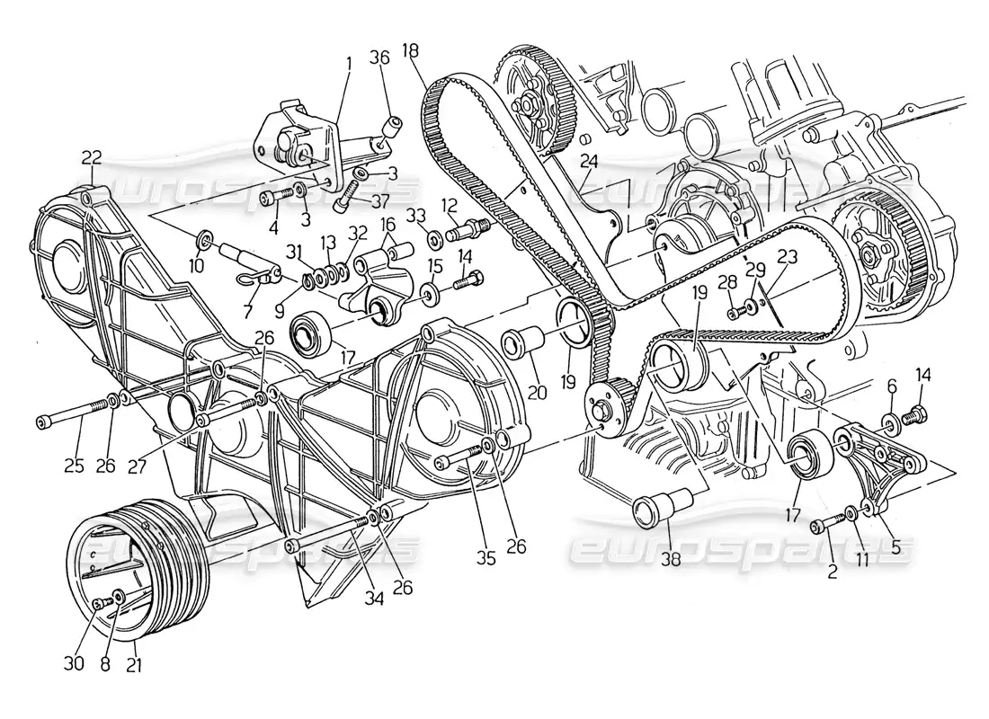 maserati 2.24v control de tiempo diagrama de piezas