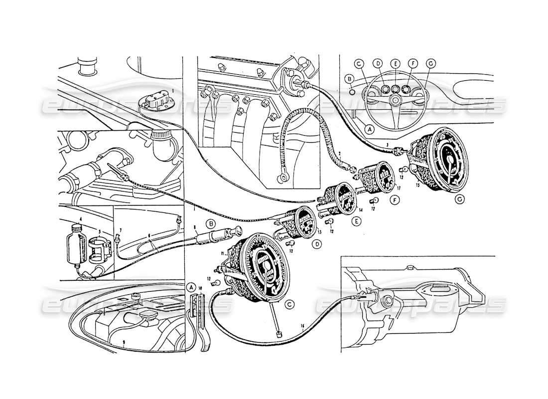 maserati 3500 gt instrumentos del tablero diagrama de piezas