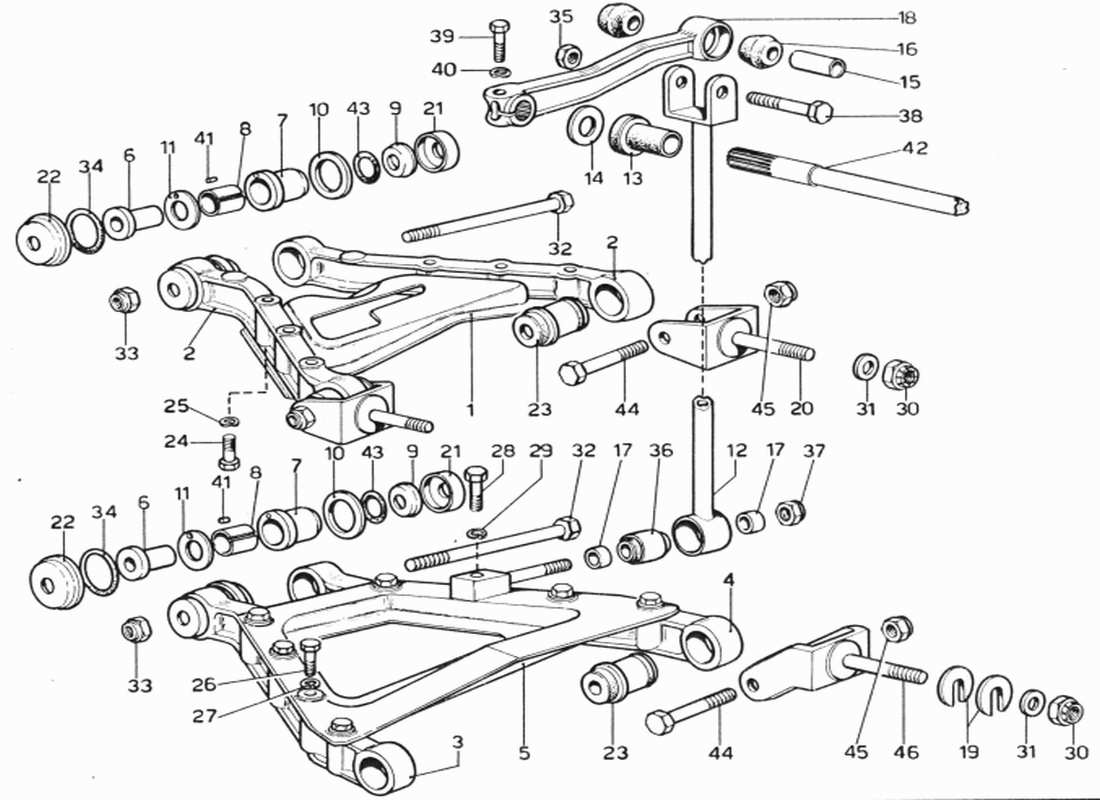 ferrari 365 gtb4 daytona (1969) diagrama de piezas de la suspensión trasera