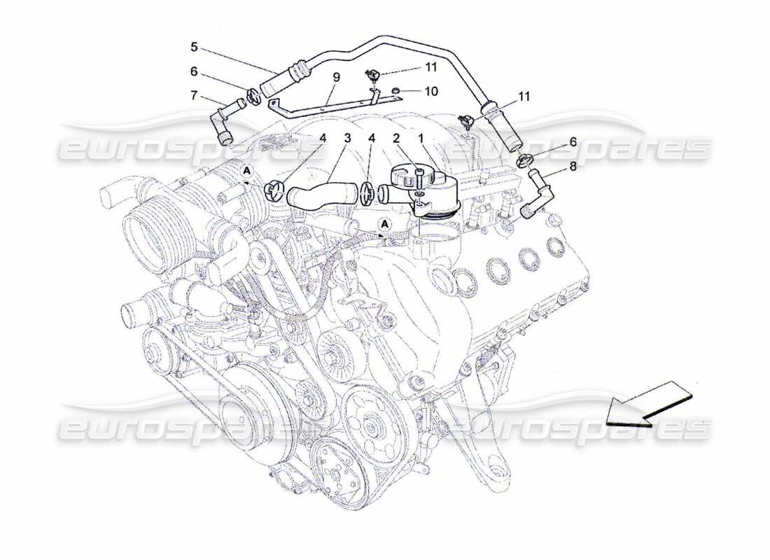 maserati qtp. (2010) 4.7 sistema de recirculación de vapor de aceite diagrama de piezas