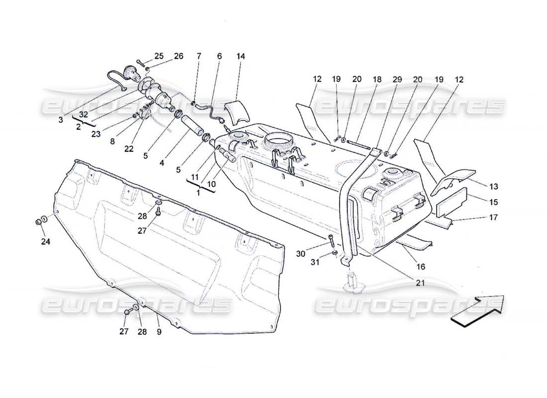 maserati qtp. (2010) 4.7 depósito de combustible diagrama de piezas