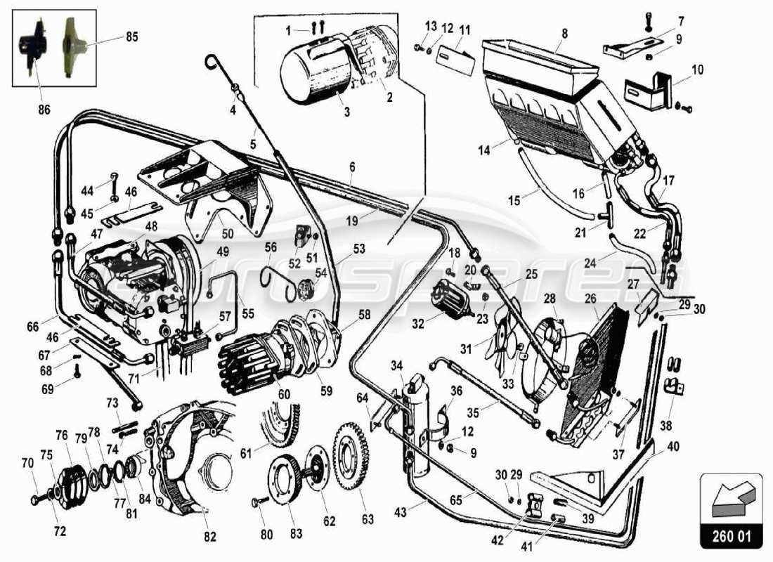 lamborghini miura p400s diagrama de piezas del sistema de aire acondicionado