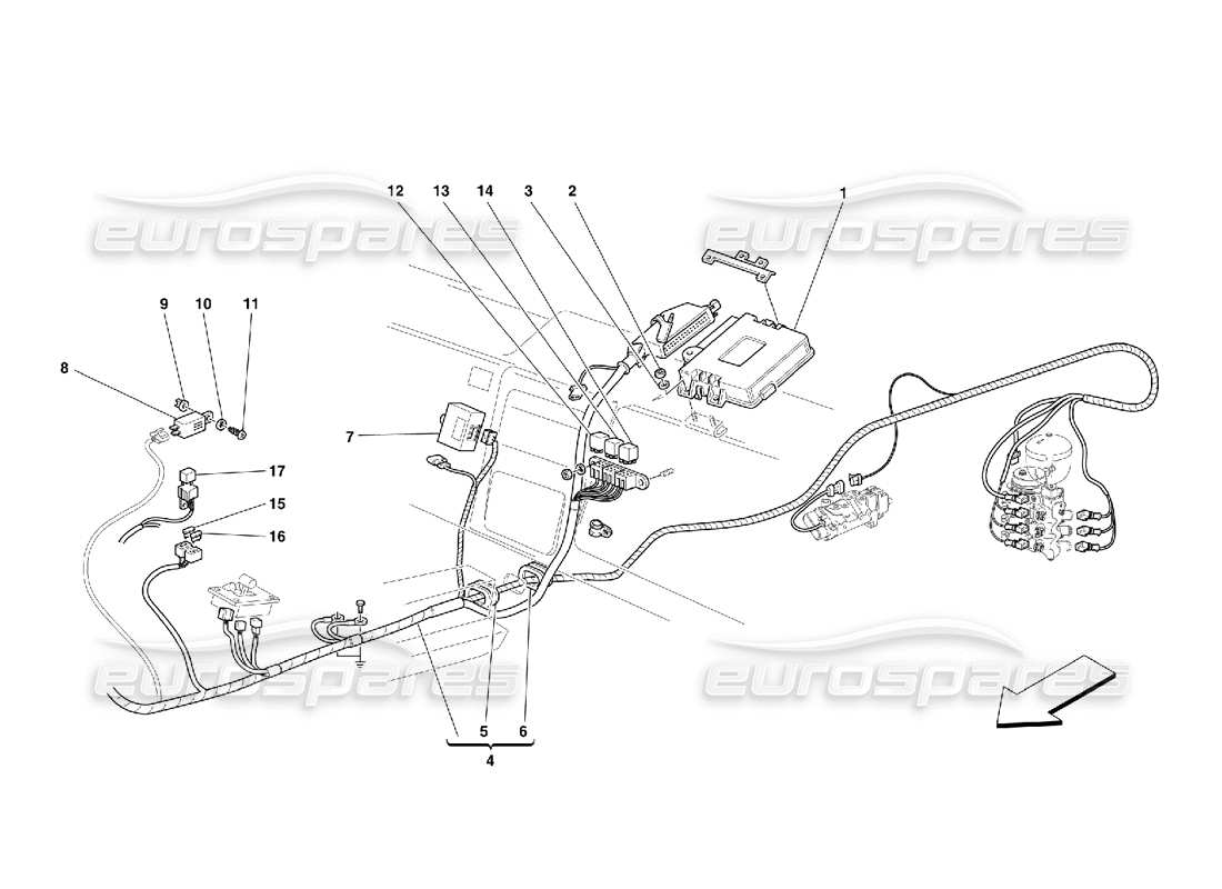 ferrari 355 (5.2 motronic) control electrónico de la caja de cambios diagrama de piezas