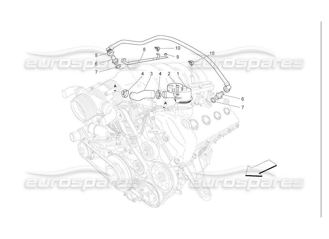 maserati qtp. (2007) 4.2 auto diagrama de piezas del sistema de recirculación de vapores de aceite