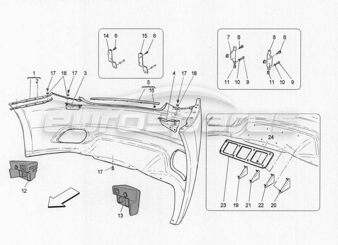 maserati granturismo special edition parachoques trasero diagrama de piezas