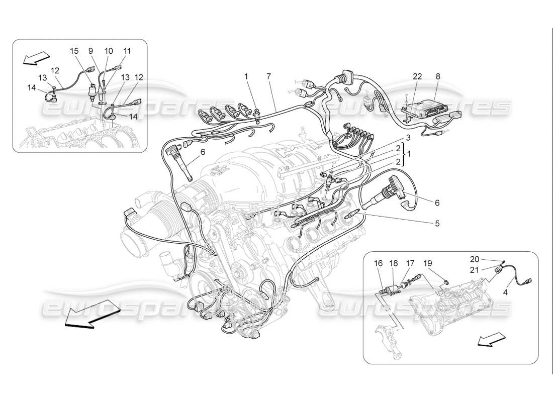 maserati qtp. (2006) 4.2 f1 control electrónico: diagrama de piezas de control de sincronización del motor y inyección