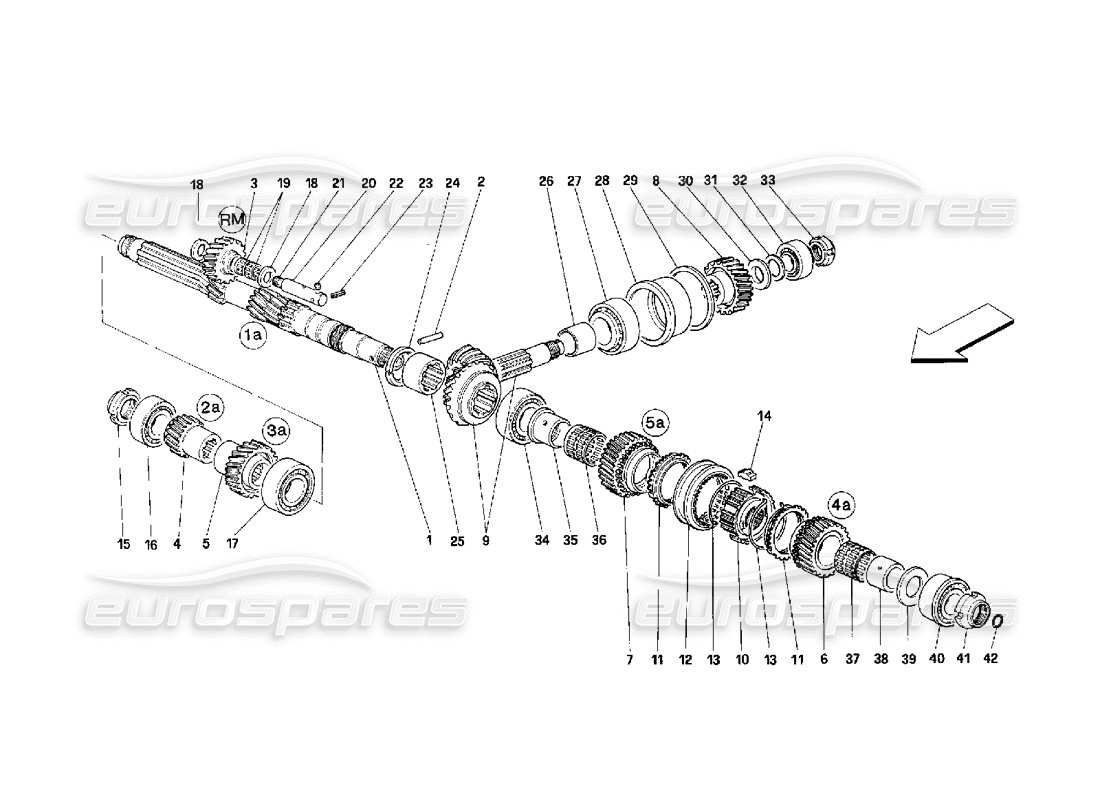ferrari 348 (2.7 motronic) diagrama de piezas de engranajes del eje principal