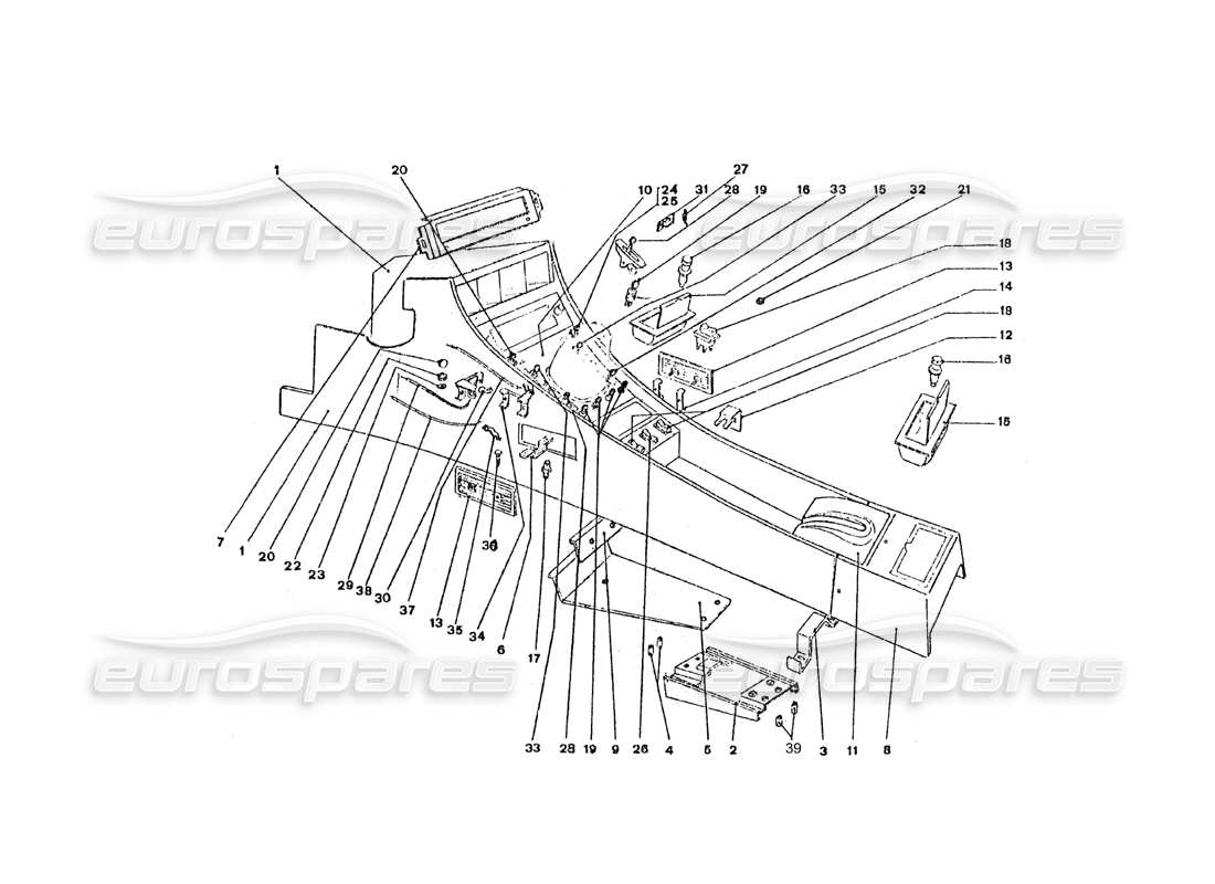 ferrari 365 gt4 2+2 coachwork diagrama de piezas de interruptores y palancas de la consola central