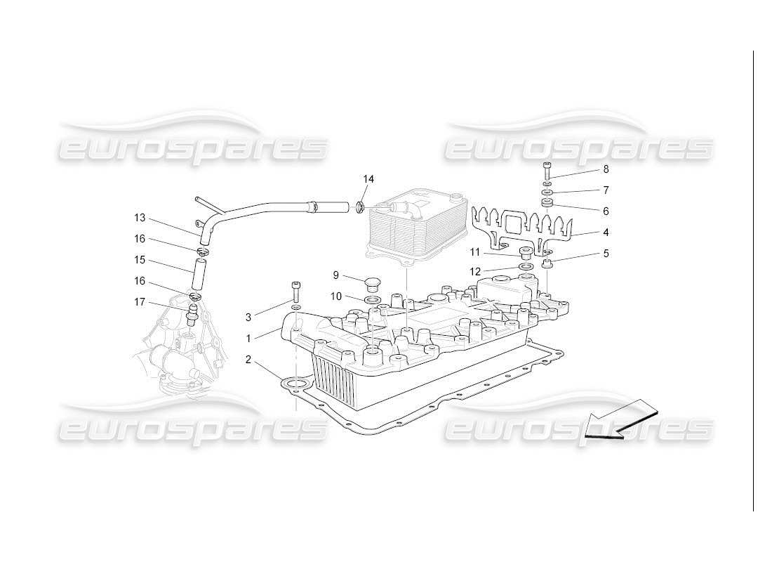 maserati qtp. (2007) 4.2 auto diagrama de piezas del intercambiador de calor